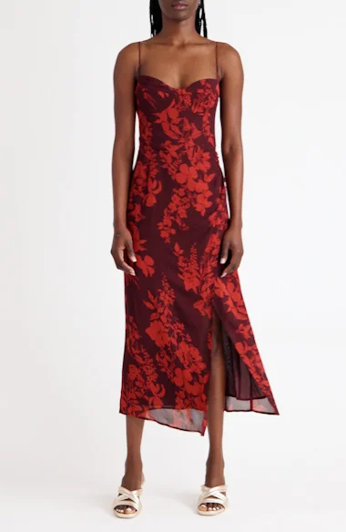 kourtney red dress Our Kourtney Velvet One Shoulder Midi Dress