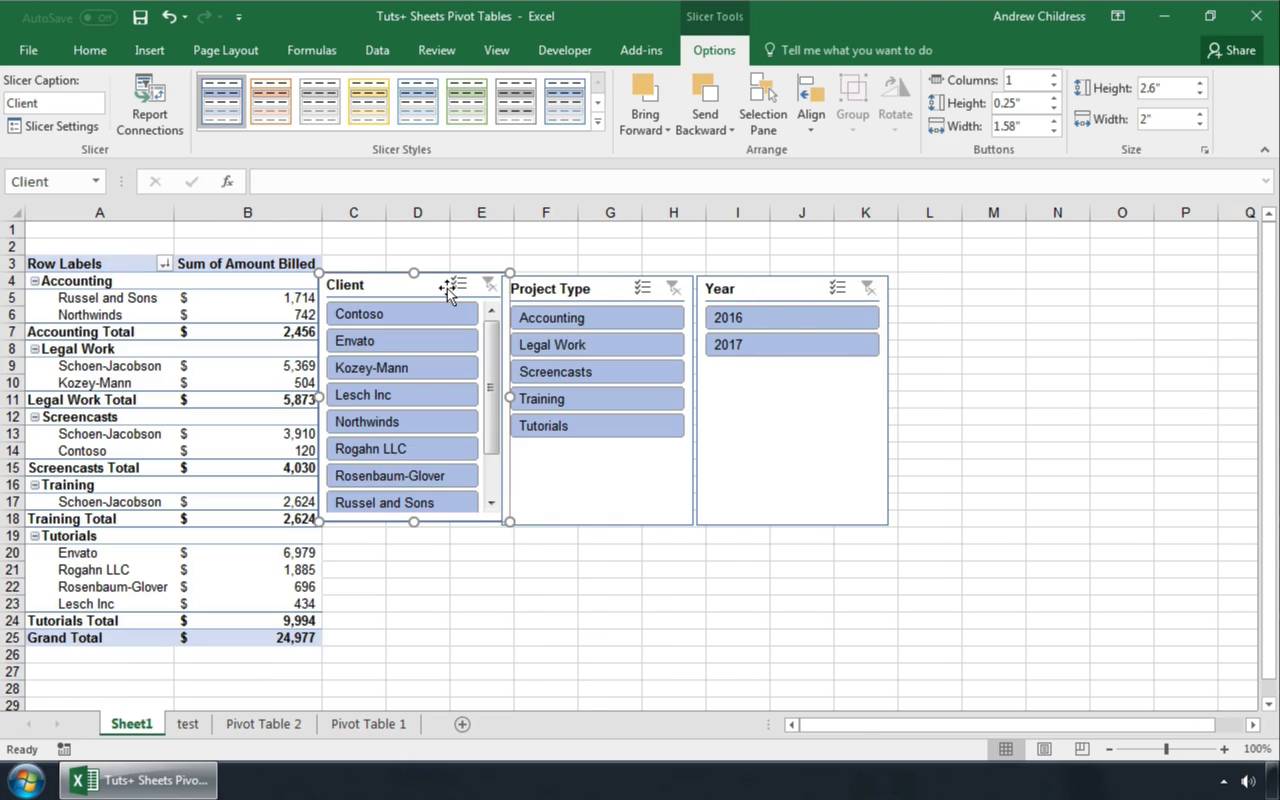 Slicer Excel