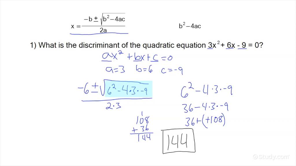 How To Find The Discriminant Of A Quadratic Equation | Precalculus ...