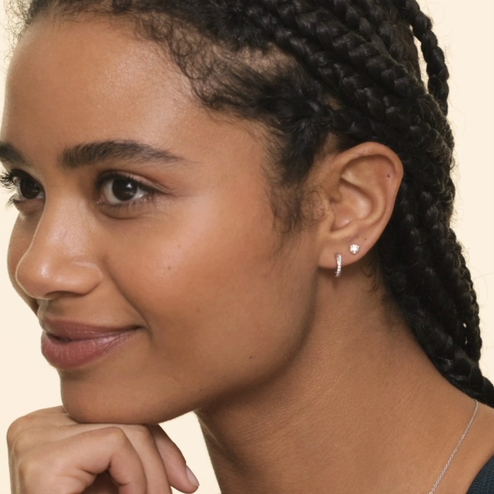 Silver Chamise Diamond Huggie Earrings