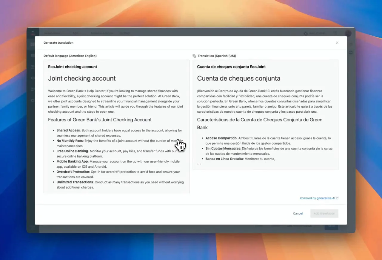 AIを使用したヘルプセンター記事の翻訳 – Zendeskヘルプ