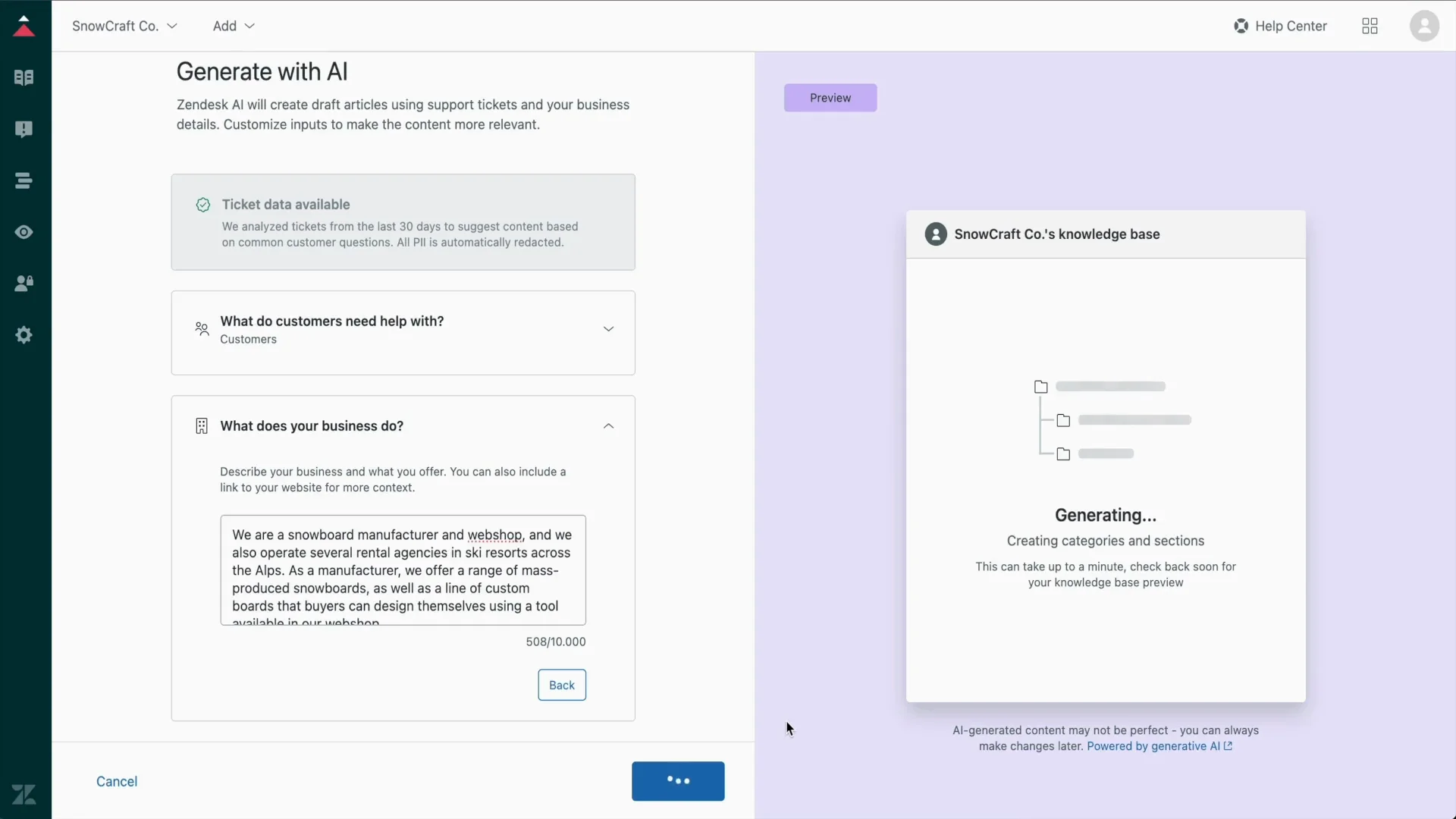 チケットデータと生成AIを利用するヘルプセンターの構築（ナレッジ