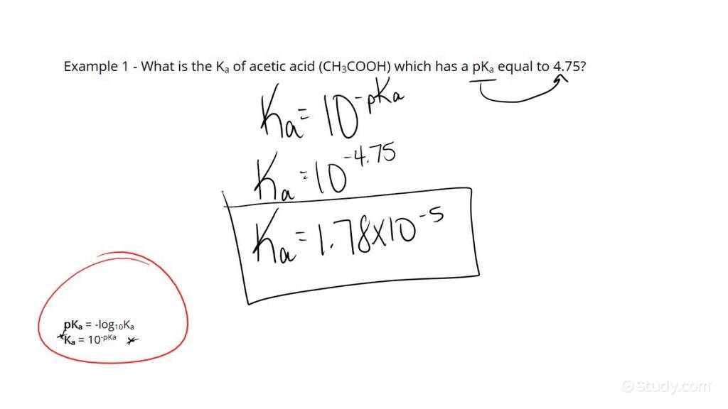 How to Convert Between Ka and pKa | Chemistry | Study.com