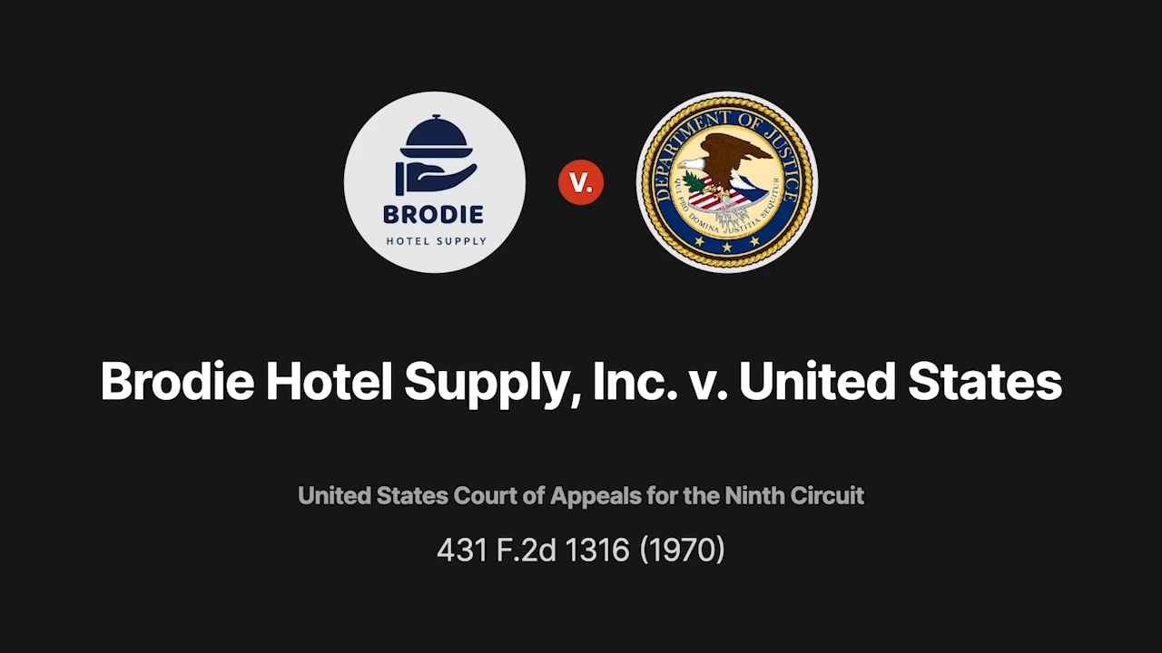 Brodie Hotel Supply Inc. v. United States