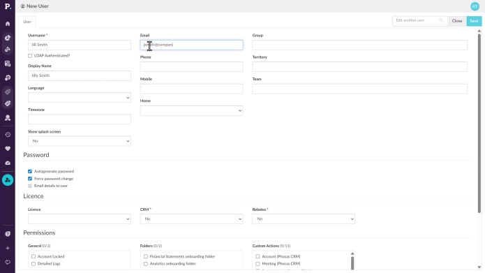 Add a new user to Phocas