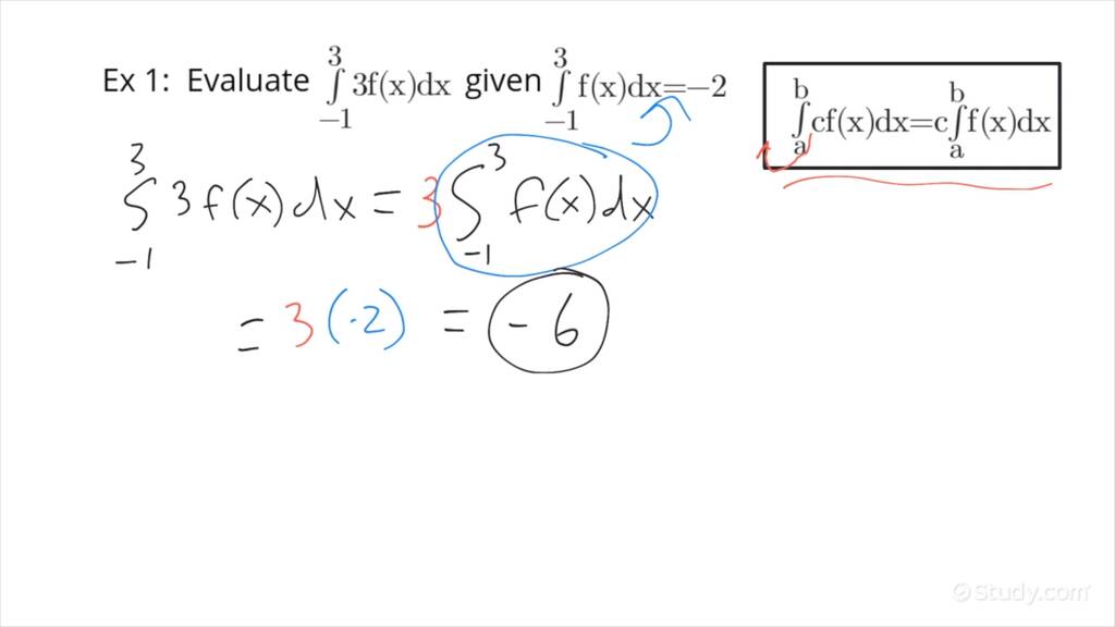 How To Calculate A Definite Integral Of A Constant Times A Function Calculus 6179