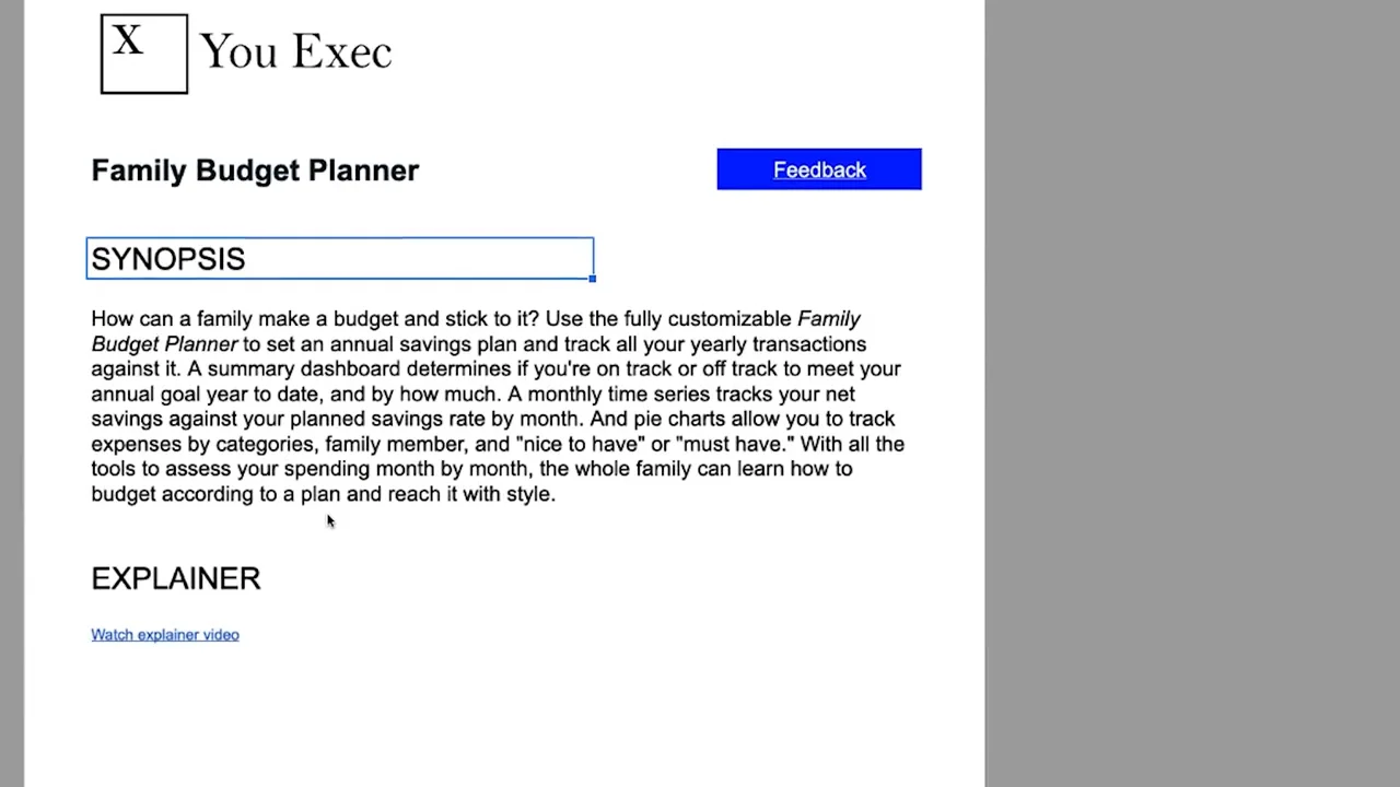 Family Budget Planner Spreadsheet Template