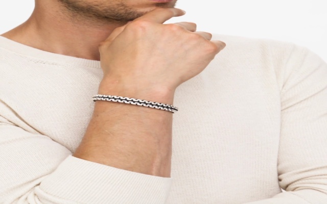 David Yurman Men's Woven Sterling Silver Box Chain Bracelet, 12mm