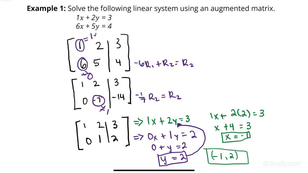 Solving Linear Systems Using Augmented Matrices Precalculus 3709