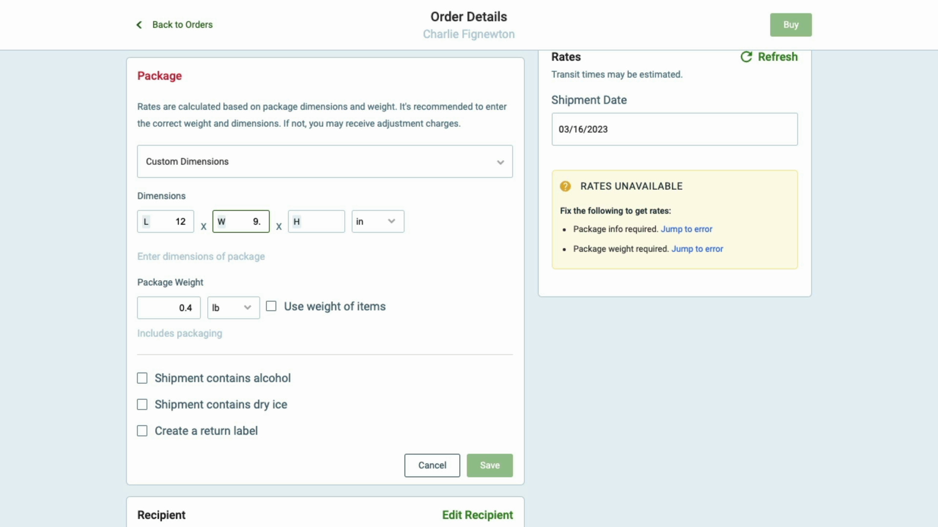 Shippoページ How to Create and Purchase a One-Off Label in Shippo – Shippo