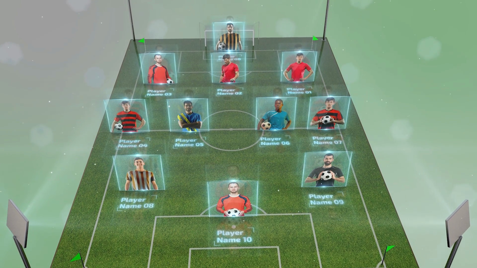 Premium Vector  Football players lineups, formation 4-2-3-1. soccer half  stadium.