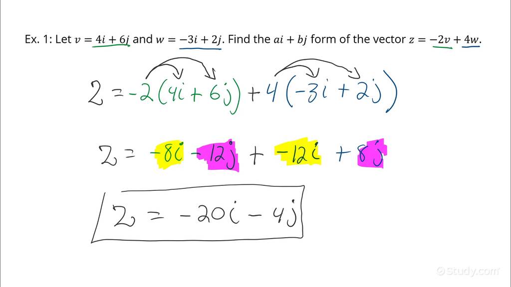 How to do vector addition scalar multiplication of vectors in ai bj