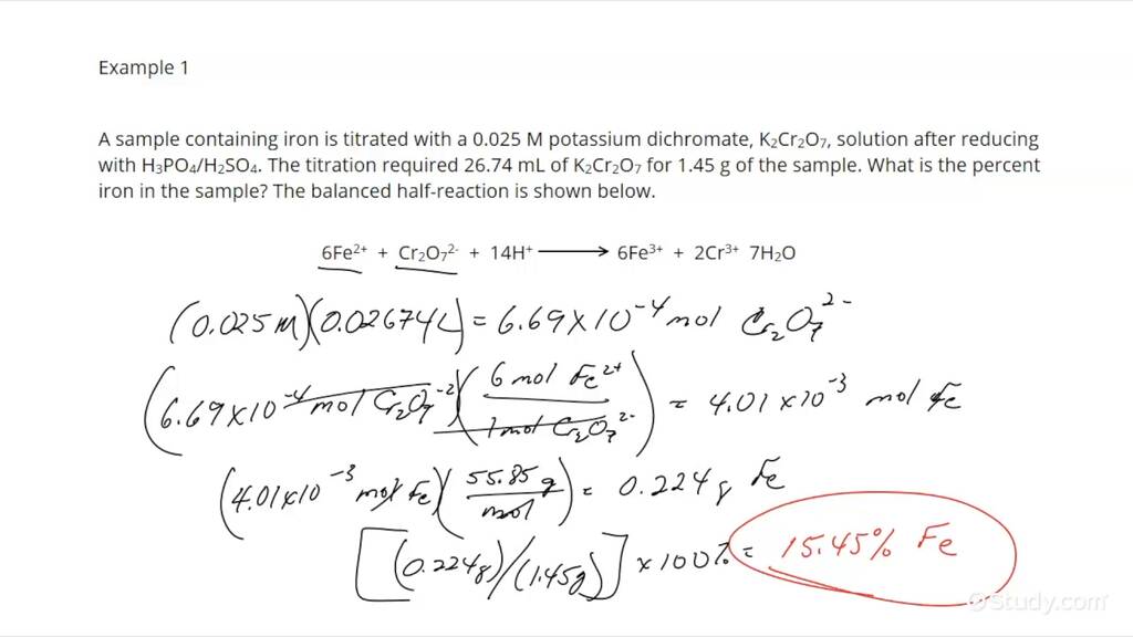 How to Solve a Redox Titration Problem Chemistry