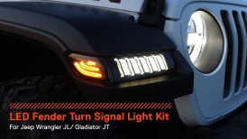 LEDSIL9807 - Jeep Wrangler JL JLU Gladiator JT Smoked LED Fender Lights w/ DRL and Sequential Turn Signals - DOT FMVSS 108