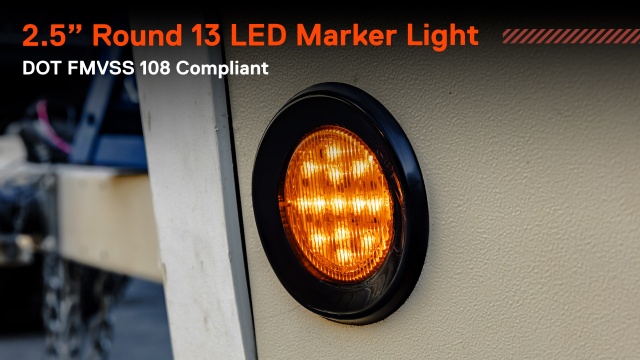 2.5-Inch Round Grommet-Mount Amber 13 LED Marker Light - DOT FMVSS 