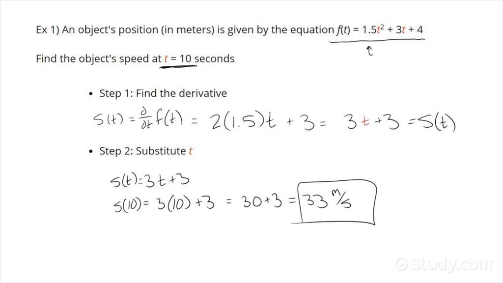 Solving Rectilinear Motion Problems Involving Speed using Derivatives