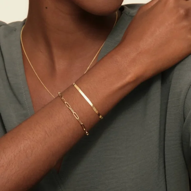 14K Yellow Gold Devon Paperclip Chain Bracelet (Large)