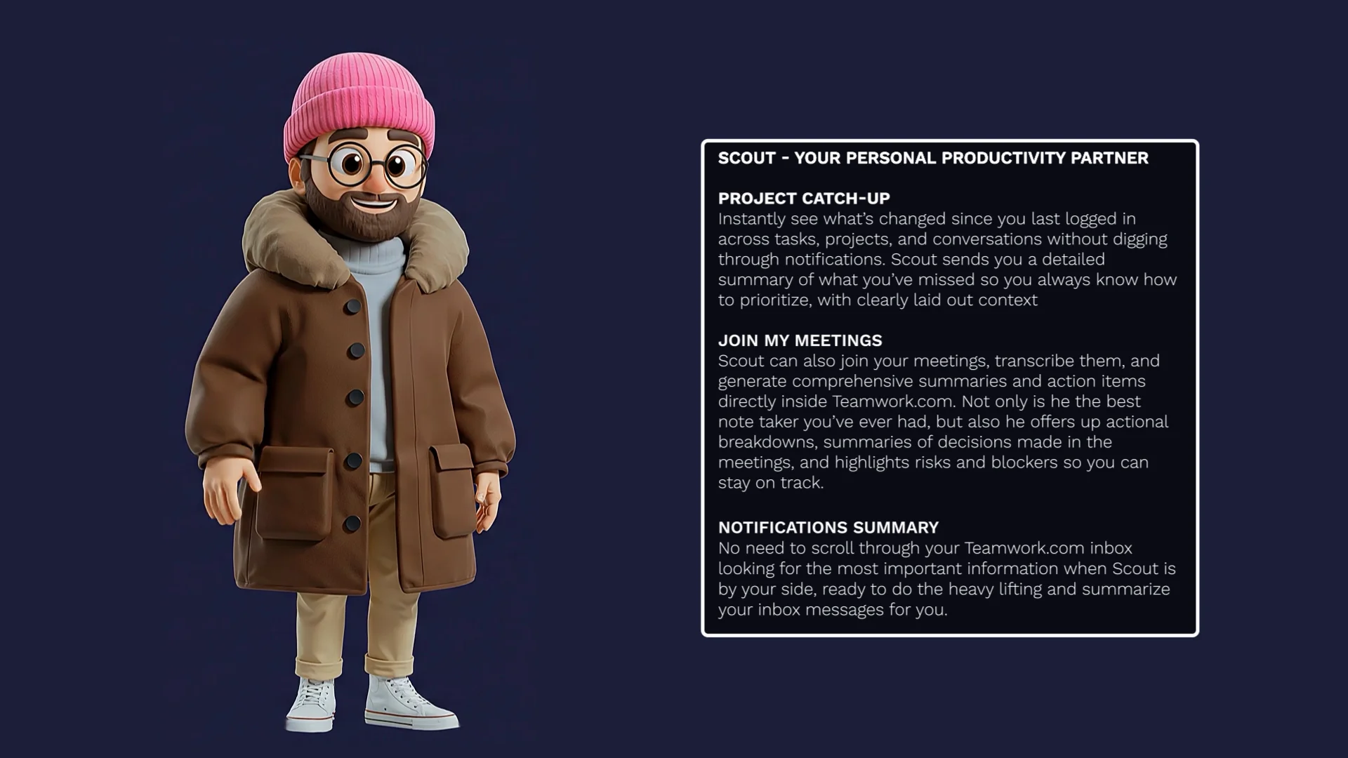 Thumbnail image for the video: What are Teamwork.com AI Teammates? Introducing Scout and Flo