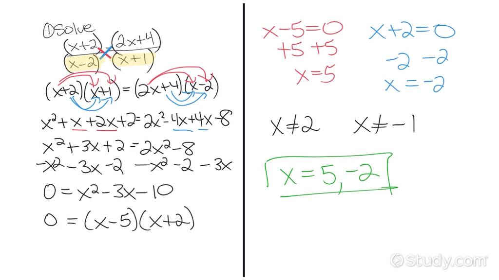 How to Solve Rational Equations with Binomial Denominators & Numerators ...