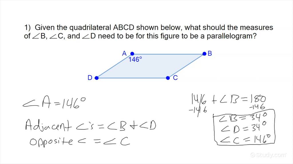 How to Prove a Quadrilateral is a Parallelogram Given a Diagram & a ...