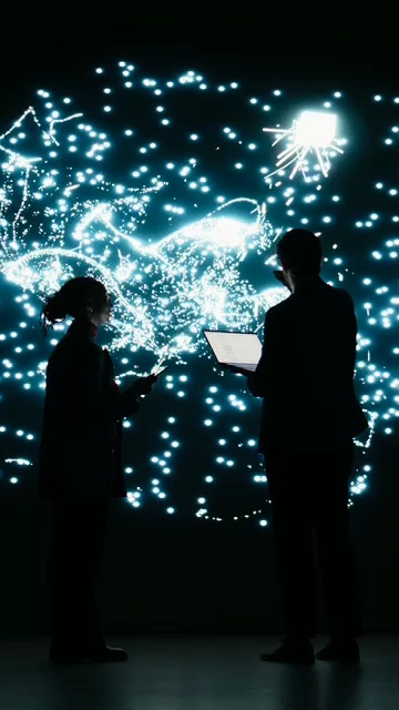 Visitors inside an immersive projection environment
