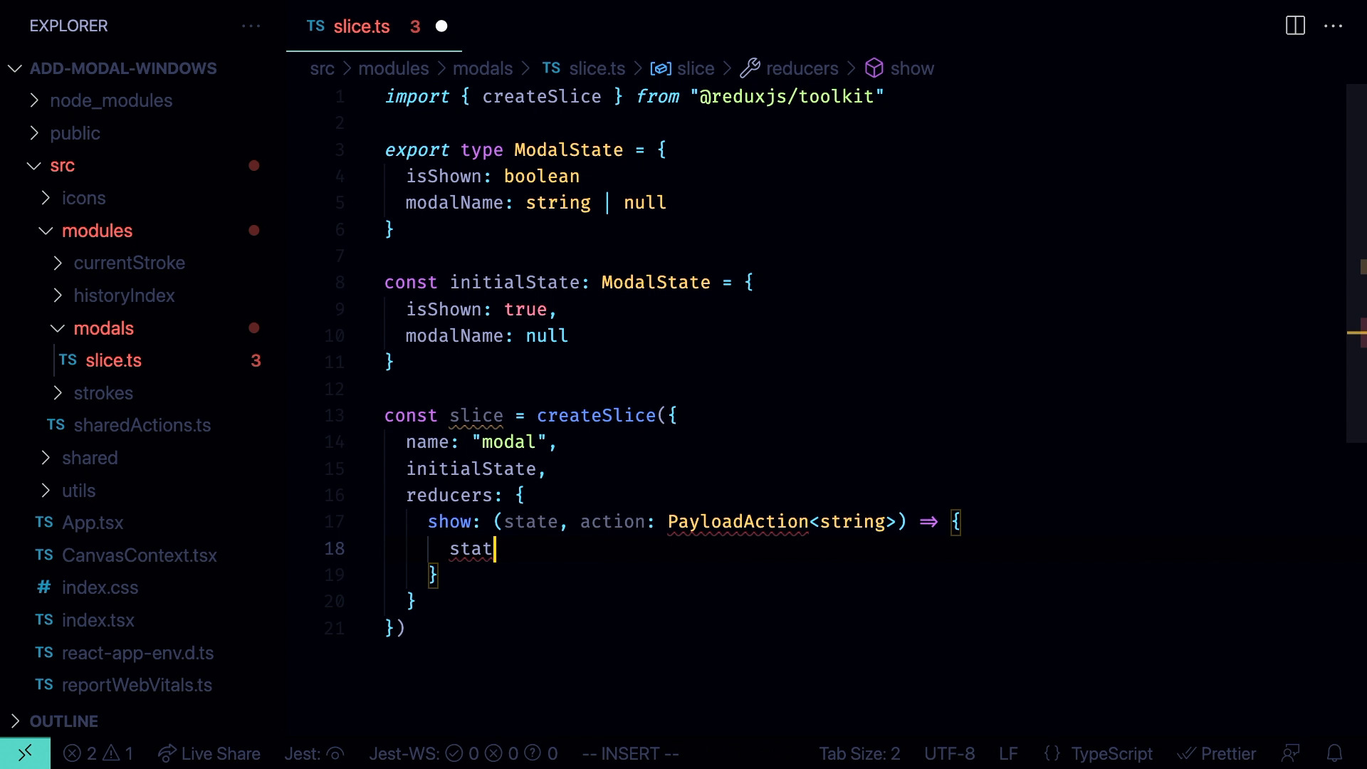 Add the modal windows slice - Fullstack React with TypeScript ...