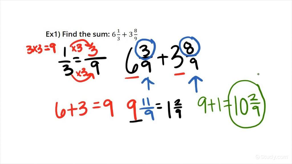 Adding or Subtracting Mixed Numbers Using Regrouping Algebra