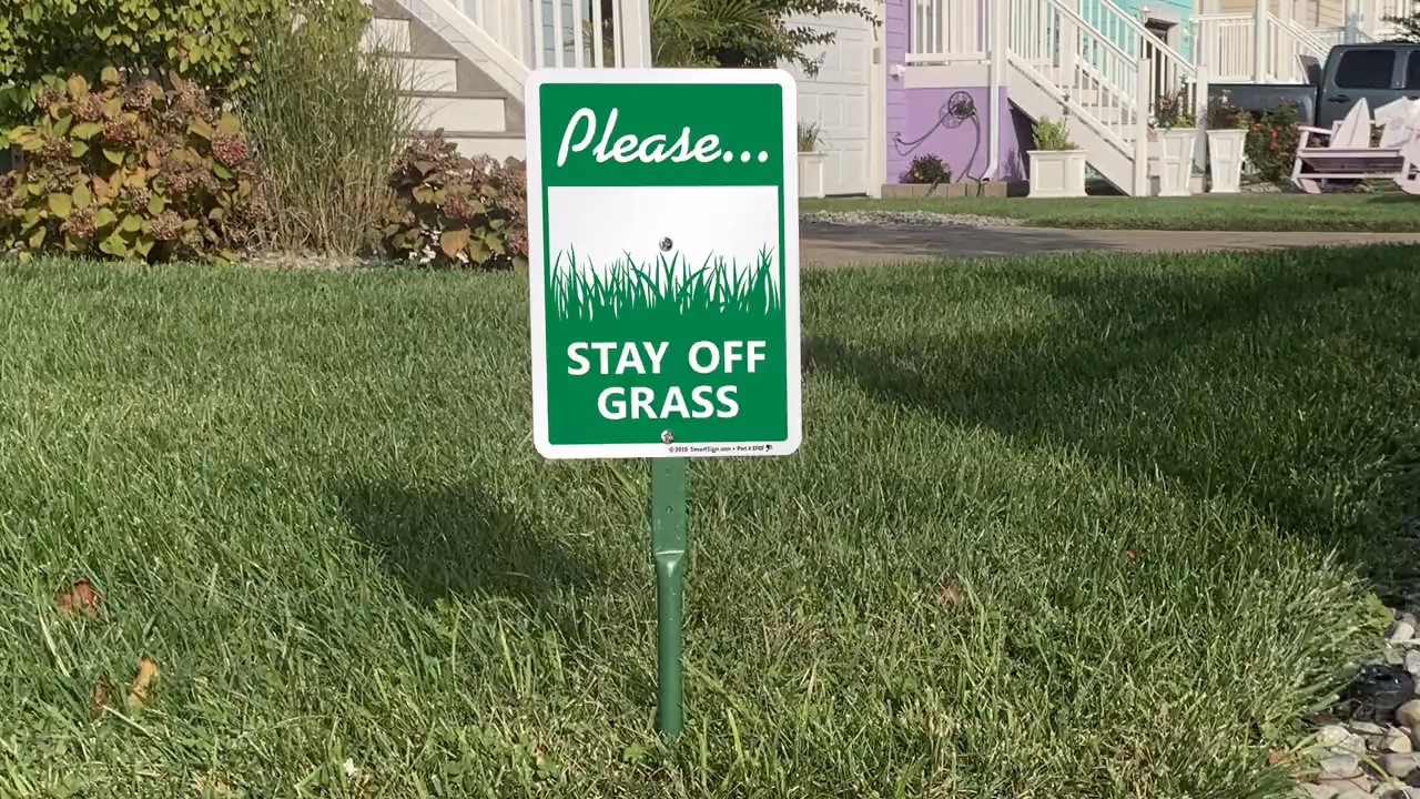 Please Stay Off Grass Green Lawn Puppy