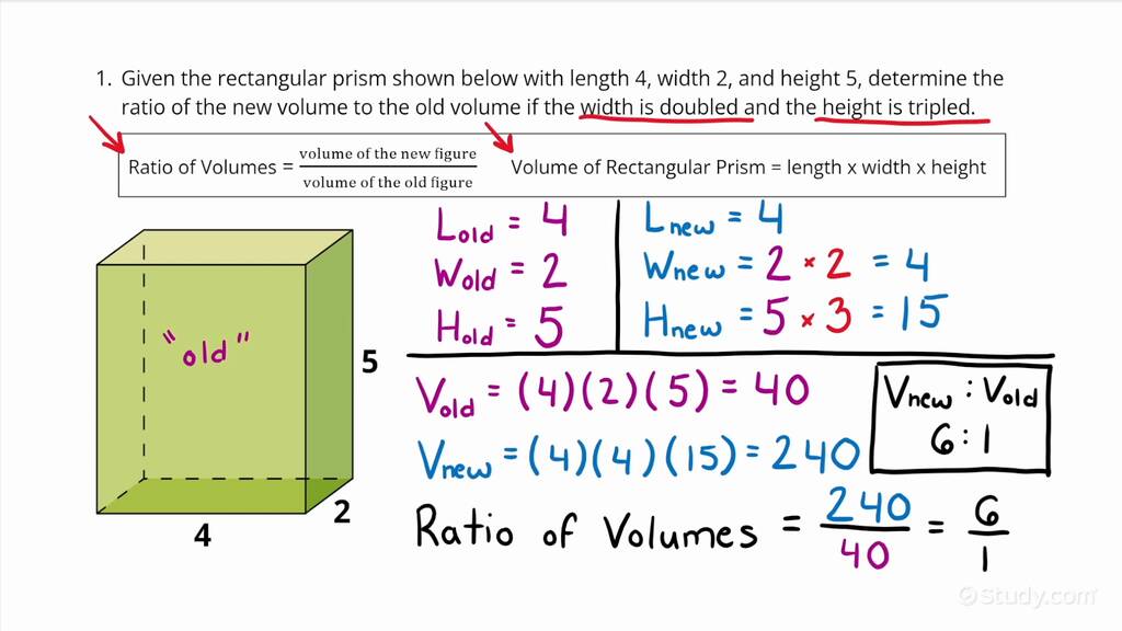 How to Find the ratio of Volume Given a 3D Figure & Scale Factor for a ...