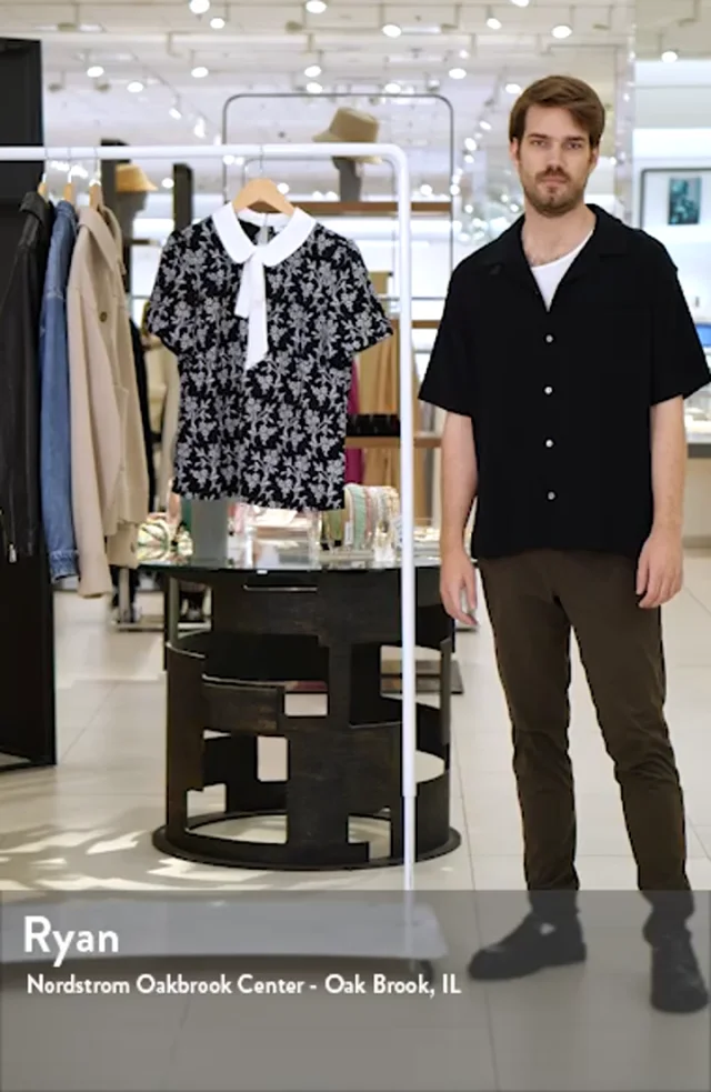 CeCe Floral Embroidered Bow Collar Top Nordstromrack