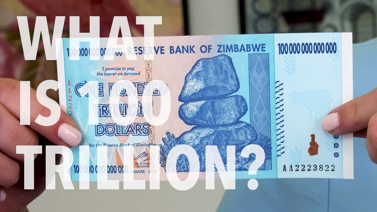 WR Zimbabwe 100 Trillion Dollars Banknote Color Gold Bill In Sleeve /w Rock COA 