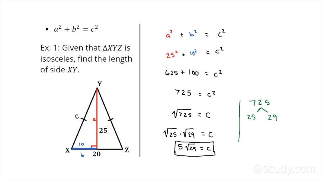 How to Solve for Values in an Isosceles Triangle Using the Pythagorean