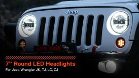 CAZLEDHDL1552 - 7-Inch Round H6024 2D1 Sealed Beam LED Headlight Bulbs w/ Crystal Halo DRL - DOT FMVSS 108