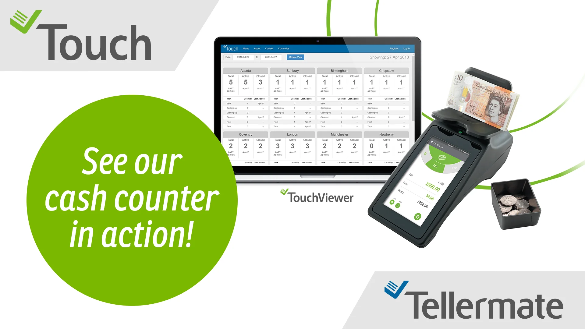 Touchscreen Cash Counter | Tellermate Touch