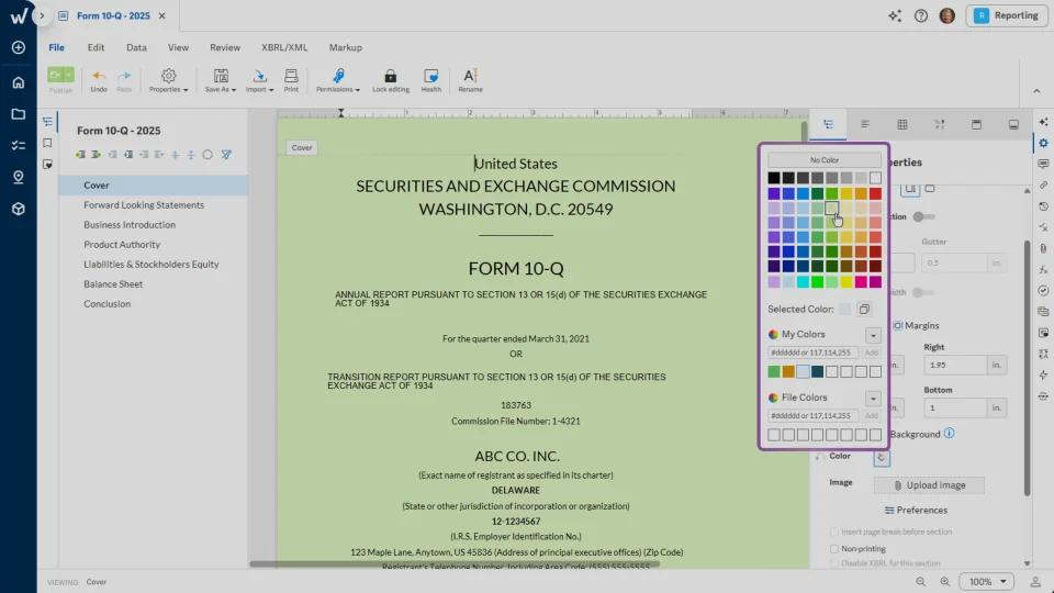 ドキュメント背景の変更 – サポートセンター