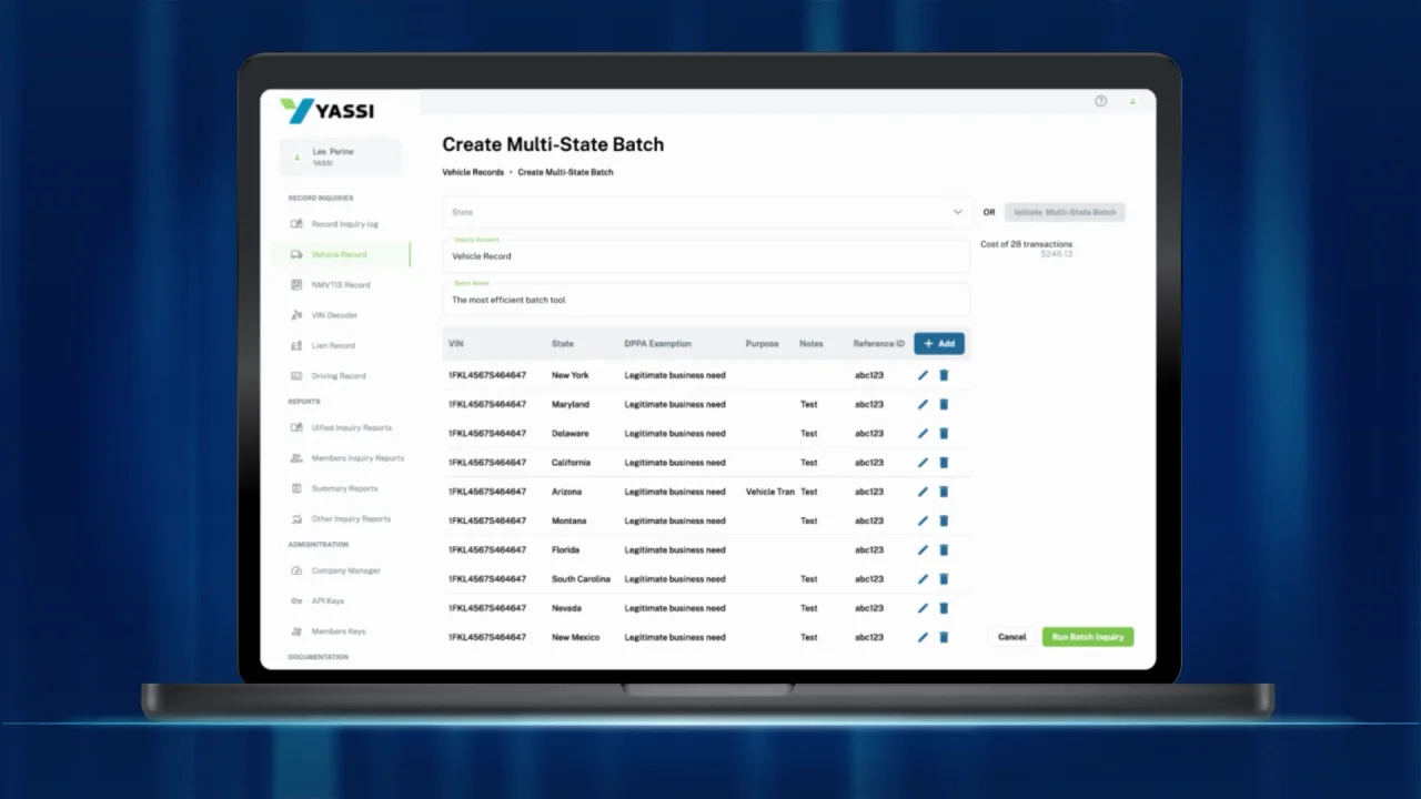YASSI Web App | Live Vehicle Records Lookup Tool