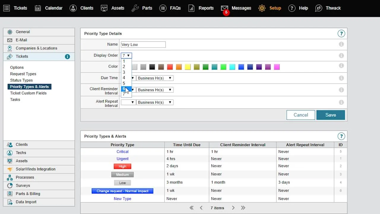 Configuring Ticket Priority Levels in Web Help Desk Product 