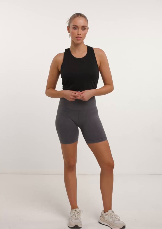 Shadow Grey Ribbed Seamless Bra, Sports bra