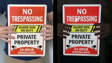 No Trespassing Guard Dog On Duty Surveillance Sign