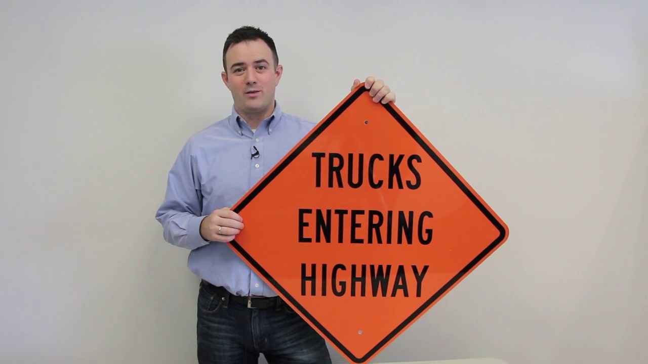 Trucks Entering Highway Signs