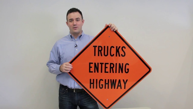 Trucks Entering Highway Signs
