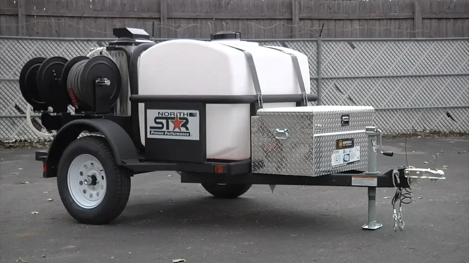 NorthStar Trailer-Mounted Hot Water Commercial Pressure Washer - 4000 PSI,  4.0 GPM, Honda Engine & 200-Gal Water Tank