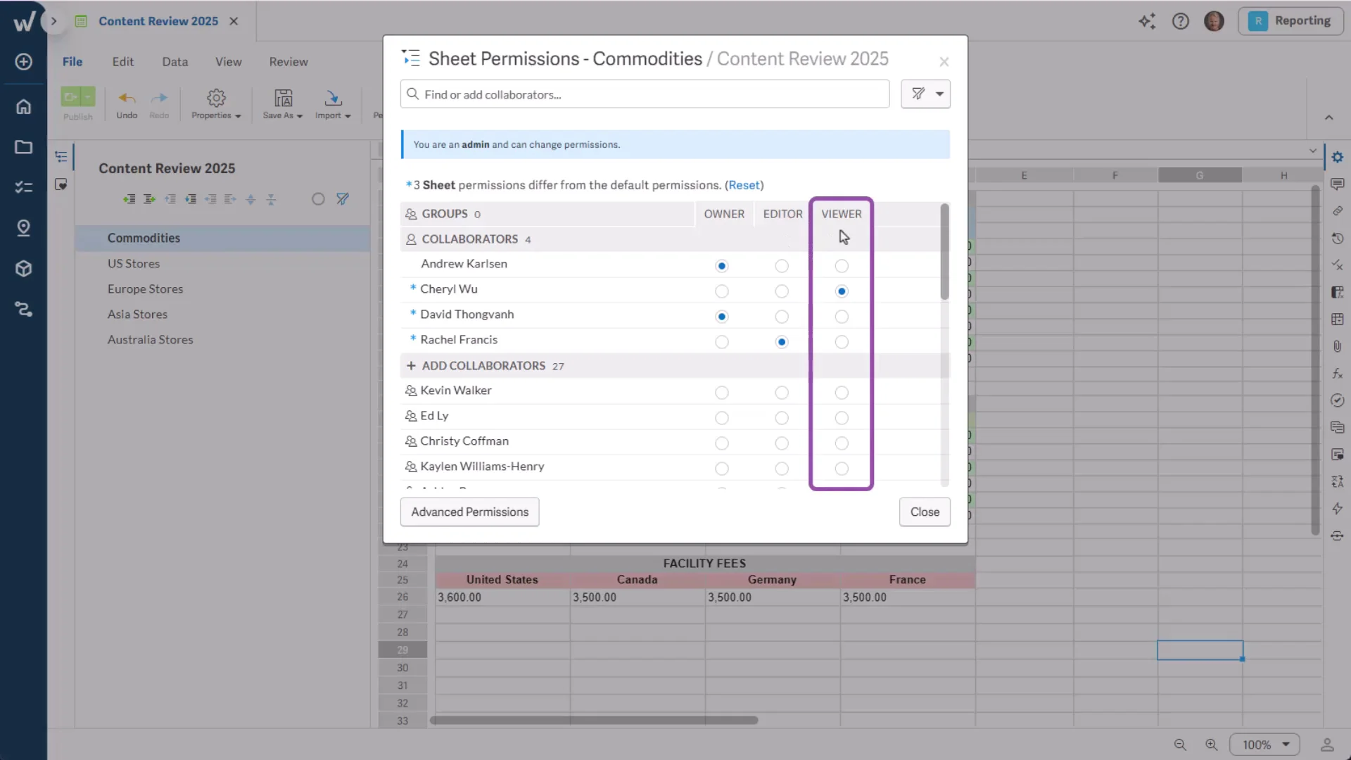 Change sheet permissions - October 7, 2025