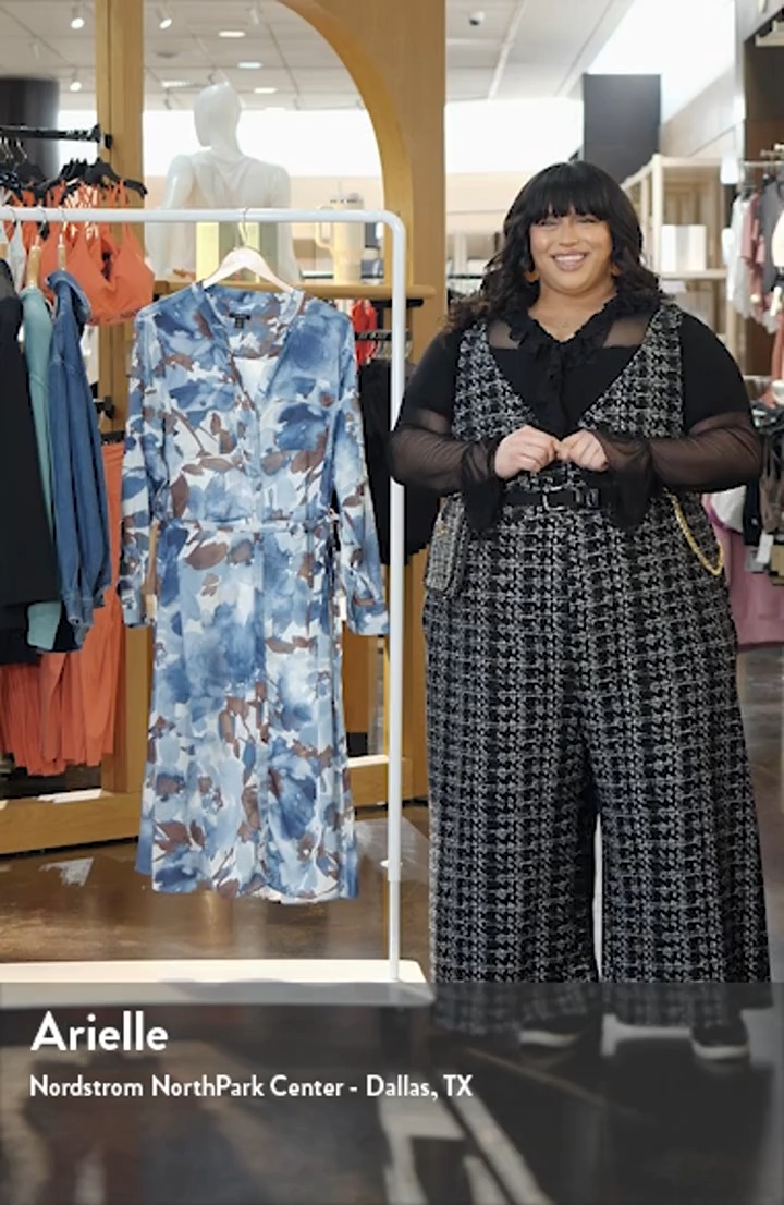 Halogen® Print Tie Waist Midi Shirtdress | Nordstrom