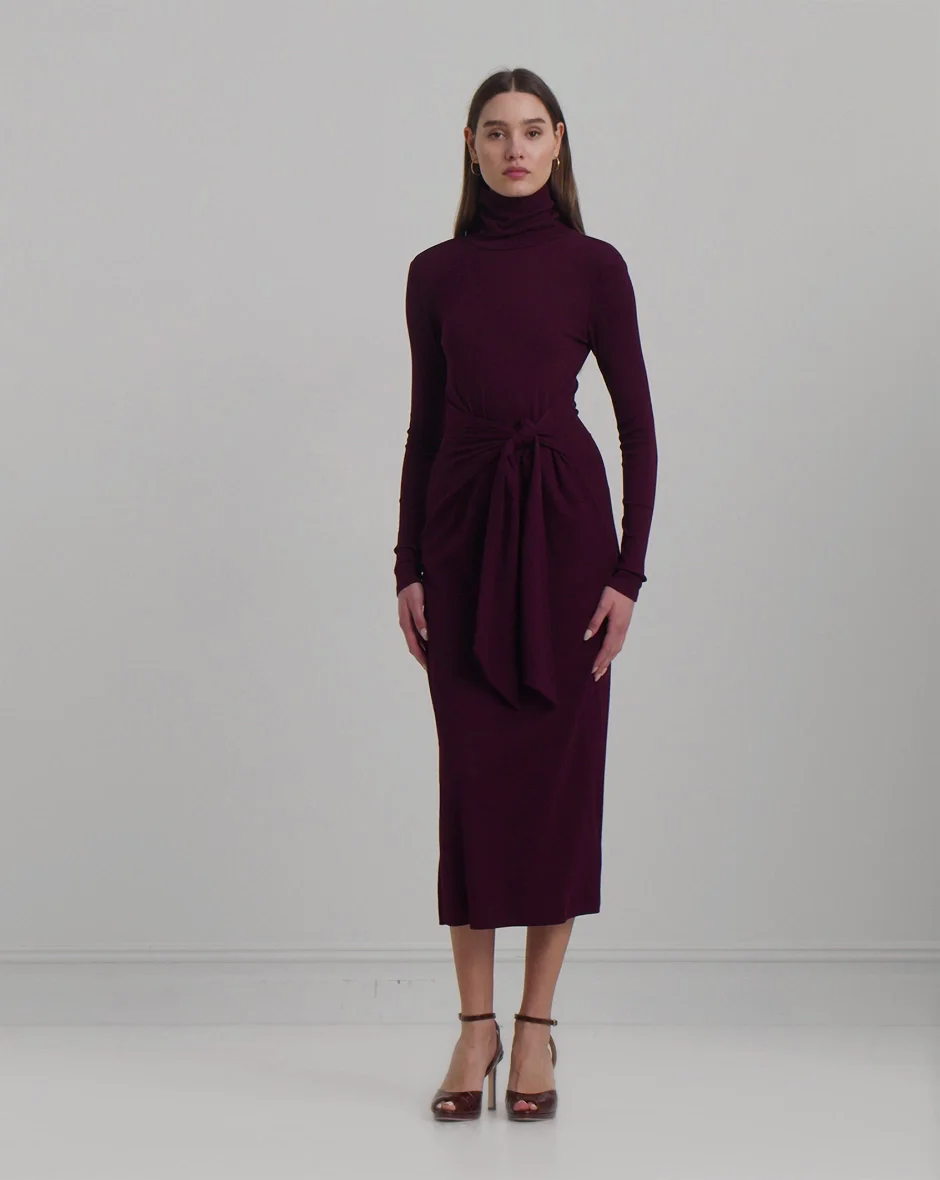 Lauren Ralph Lauren ★【ブレンド ドレス】Tie Waist Rib Dress Lauren Ralph Lauren Tie Waist Rib Cotton Blend Midi Dress