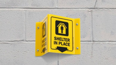 Shelter In Place Projecting Sign 
