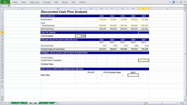 discounted cash flow excel template