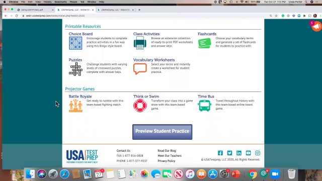 Screenshot from Using USATestprep Daily video