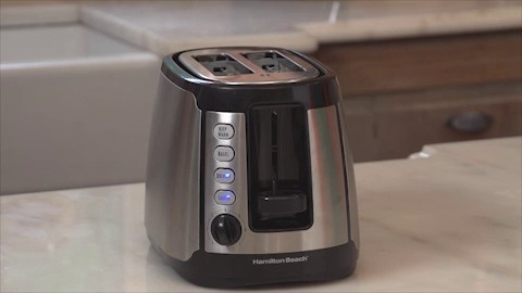 Hamilton Beach Retractable Cord 2 Slice Toaster, Warm Mode, Black, 22810