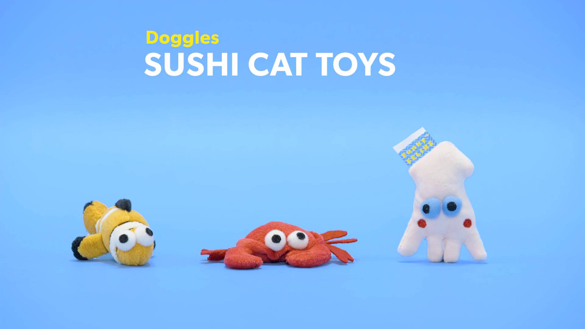 doggles sushi shrimp cat toy